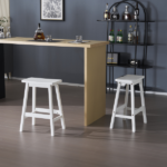 Same Code 38873429 2pcs Pine Wood Saddle Seat Bar Stool White - Image 16