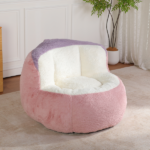 Oversized Bean Bag Chairs,Multicolor Faux Fur Couch Filled with Shredded Sponge,Large Lounger Sofa For Living Room,No Assembly Required , Pink+White+Purple - Image 3