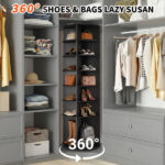 7-tier, 360° rotating wood-plastic composite shoe rack, 60*60*184cm, black - Image 11