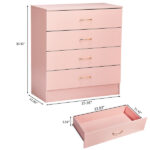 Nail polish powder textured surface, particleboard with melamine veneer, 66*33*73mm, four-drawer cabinet, faux rose gold handles - Image 5