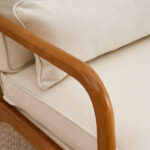 Same Code 44651052 Oak Armrest Oak Upholstered Single Lounge Chair Indoor Lounge Chair Off-White - Image 28