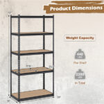 5-Tier Heavy Duty Black Garage Shelving Unit, 72" H x 36" W x 18" D 2200 LBS Load Capacity Boltless Storage Rack - Image 7
