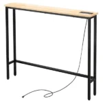 Same Code 71691605 39.4" Narrow Console Sofa Table with Power Outlets and USB Ports, Skinny Couch Table with Metal Frame and Charge Station with 4.9ft Extension Cord, Oak - Image 3