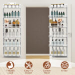 6-Tier Over the Door Pantry Organizer, Large Metal Door Spice Rack, Hanging Heavy-Duty Pantry Door Storage Shelf 10LBS Loading Easy Install Behind Door Storagefor Kitchen and Bathroom, White - Image 4