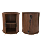 Mid Century Modern Cylinder End Table with Built-in Charging Station & Sliding Door, 2-Tier Storage Round Nightstand with USB Ports, Walnut Bedside Table for Living Room, Bedroom, Entryway - Image 14