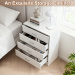 MDF Wood Simple 4-Drawer Dresser White - Image 23