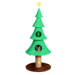 59in Large Tall Christmas Tree Cat Tower with 2 Cat Condos & Scratching Post, Soft Fleece Cat Tree with Teaser Toy & Sturdy Base & Built-in Openings for Indoor Cats, Green - Image 9