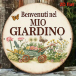 CIFbuy Vintage Welcome To My Garden Sign Italian Language, 8x8 Inch Round French Aluminum Plaque, 2D Flat Decorative Garden Wall Art TikTok, TikTok, Self-pickup Logiopics