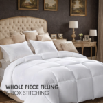 100% polyester brushed single quilt with microfiber filling, suitable for all seasons, breathable and warm down alternative, white plaid, OKO-100 certified, CPC children's certified, shipped via Amazo - Image 5