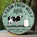 CIFbuy Vintage | Round Metal Tin Sign 8X8 Inch,2D Flat Printed Farm Fresh Milk Retro Dairy Art Decor Classic Farmhouse Style Farm Home TikTok, TikTok, ome Self-pickup Logiopics - Image 7