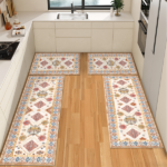 Boho Kitchen Rug Sets 4 Piece with Runner Non Slip Kitchen Rugs and Mats Washable Kitchen Mats for Floor Thick Kitchen Floor Mat Carpet Runner Rugs for Hallway Laundry Holiday Decor