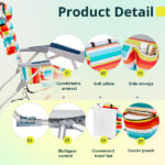 Same Code 14464082 63*70*99cm Heightened Oxford Cloth Silver White Aluminum Tube Bearing 100kg Beach Chair Rainbow Stripes - Image 17