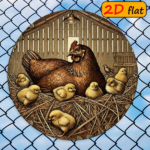 CIFbuy 1pc 2D Flat Round Sign Hen And Chick, "" Design 7.87x, inch Outdoor Decor for Kitchen Study Easter Gift TikTok, ikTok, temu Self-pickup LogiGiics - Image 8