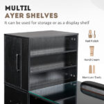 Black relief particle board tempered glass 141*50*112cm three doors and two drawers fanless nail table - Image 9