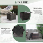 Outdoor PE Wicker Side Table with Storage, Patio Rattan End Table Square Container for Furniture Covers, Toys and Gardening Tools, Brown - Image 30