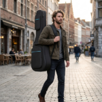 41 Inch 600D Oxford Cloth Acoustic Guitar Bag Black With Blue Line - Image 8