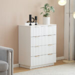 White P2 Particle Board and Density Board 724194cm Wavy Pattern Drawer Front Four-Level Five-Drawer Cabinet - Image 5