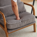 Low Arm Accent Chair - Light Gray Corduroy Upholstered Indoor Lounge Chair, Compact Single Seater with Sturdy Frame (330LBS Weight Capacity) - Image 14