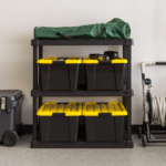 45 Qt Black Plastic Stackable Storage Bin with Lid Tote, Plastic Storage Container with Lid, 4-Pack - Image 6