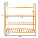 Concise 12-Batten 4 Tiers Bamboo Shoe Rack Wood Color - Image 8