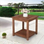 Square Wood Side Table Carbonized Color - Image 2