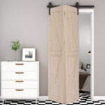 60" Bi-Folding Sliding Barn Door Hardware Kit for 2 Doors,Smoothly&Quietly,Black Track J Shape Roller-[Doors not Included] - Image 3