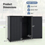 23.5 Cu.ft Outdoor Storage Shed with Lockable Door, PP HDPE Horizontal Garden Tool Cabinet - Black - Image 6