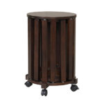 4-Piece Stackable Nesting Stools Set with Lockable Rolling Base, Solid Rubber Wood Dining Stools for Extra Seating-Walnut - Image 3