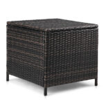 Outdoor PE Wicker Side Table with Storage, Patio Rattan End Table Square Container for Furniture Covers, Toys and Gardening Tools, Brown - Image 2