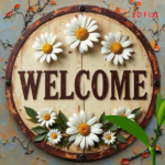 CIFbuy Welcome | Daisy Pattern Circular Iron Sign, 2D Flat Vintage Metal Wall Art, Rustic Welcome Theme Decor For Bedroom Bathroom Livi TikTok, TikTok, Livi Self-pickup Logiopics - Image 3