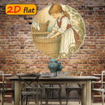 CIFbuy 2D Flat Round Aluminum Sign Vintage Girl Doing, "" Vintage Girl, Doing Laundry Wall Decor 7.87x7.87 Inch Outdoor Kitchen TikTok, Temu Self-pickup Logichics - Image 4