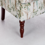 Modern Accent Chair with Retro Wood Legs, Comfy Upholstered Armchair, Floral Design Single Sofa Chair for Living Room Bedroom Office - Floral Blue Bird - Image 9