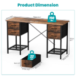 55 Inch Computer Desk with 4 Drawers, Office Desk with Mesh Shelf, Gaming Desk, Writing Work Desk , Large Storage, Rust - Image 3