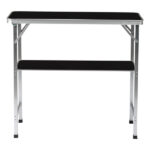 Portable Folding Bar Table with Shelf, Tradeshow Podium Table with Black Skirt and Carrying Bag, for Indoor Outdoor Party Picnic Exhibition, Black - Image 5