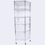 6-Layer Chrome Plated Polygonal Corner Shelf with 2" PP Wheels 680*680*1800 Silver - Image 14