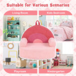Pink Kids Sofa, Soft Teddy Fleece Foam Couch with Carry Handle & Removable Machine-Washable Cover - Image 9