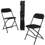 6pcs Injection Molding Classic Garden Plastic Folding Chair Black - Image 5