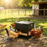 Heavy Duty Stainless Steel Chicken Feed Hopper with Lift Top Cover, Raised Legs Spill-Proof Poultry Feeding Box for Backyard Flock Low Refill Frequency - Image 8