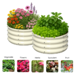 2 Pcs 2×2×1ft Raised Garden Bed, Round Galvanized Outdoor Planter Box, Metal Garden Bed for Planting Vegetables Fruits Flowers, White - Image 9