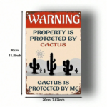 CIFbuy Vintage Metal Sign Warning Property Protected By Cactus" Rustproof Weatherproof Iron Wall Art, Wall Art, 2D Flat Unframed Home Decor ProtectedikTok, ProtectedikTok, t Self-pickup Logiopics - Image 2