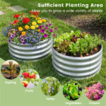 Round Galvanized Steel Raised Garden Bed 24×24×11.5 In Outdoor Planter for Vegetables Herbs Flowers - Image 9