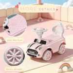 Foot-to-Floor Sliding Car for 18-36 Months, Pink Toddler Ride-On Toy with Horn & Anti-Over-Backwards Safety - Image 5