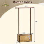 2-in-1 Bamboo Clothing Rack with Rolling Wheels & 60L Storage Basket - Brown - Image 5