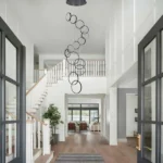 14 Ring High Ceiling Chandelier Foyer, Black Modern LED Large Staircase Long Chandeliers Light Fixture with Remote for Entryway Living Room - Image 8