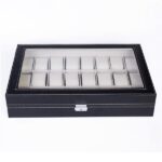 24 Compartments Top-level Opening Style Leather Watch Collection Box Black - Image 3
