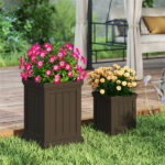 Set of 2 Stackable PP Planters with Efficient Drainage Holes, Weather-Resistant Flower Pots for Indoor Outdoor Use - Image 10