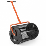 27"×16" Lawn Fertilizer Spreader with Diamond Mesh Clump-Free Garden Compost Spreader - Orange - Image 3