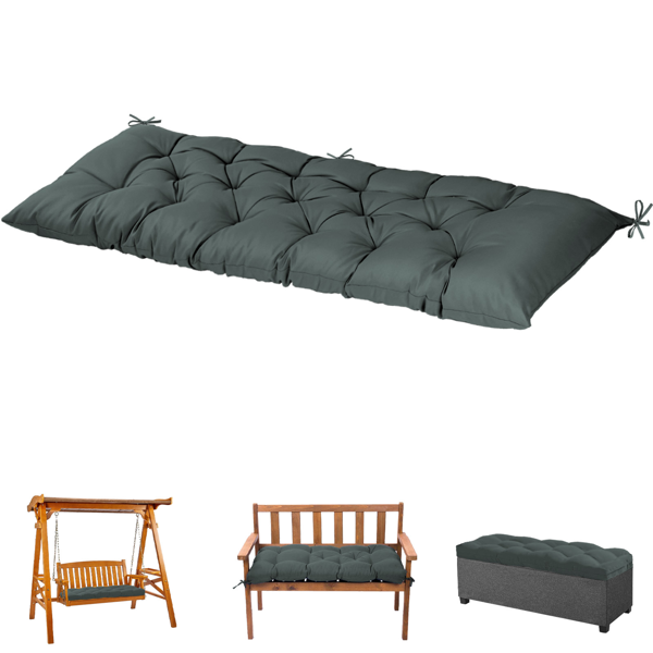 Outdoor Bench Cushion, 60 × 20 × 4 Inch, Tufted Waterproof Swing Cushion with Ties, for Patio Bench or Window Seat