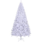 8 FT Pre-lit Artificial Christmas Tree, Hinged Xmas Pine Tree with 1500 Branch Tips, 500 Lights for Holiday Party Office Home, White