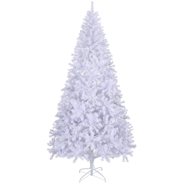 8 FT Pre-lit Artificial Christmas Tree, Hinged Xmas Pine Tree with 1500 Branch Tips, 500 Lights for Holiday Party Office Home, White